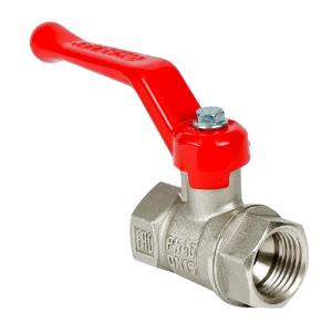 Кран шаровой N/P59 для ВОДЫ  1/2" ВР/ВР ручка-рычаг, латунный НИКЕЛИР-Й VALFEX 11Б27фт1М (96/24)