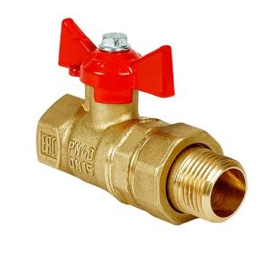 Кран шаровой N/P59 для ВОДЫ 3/4" ВР/НР ручка-бабочка, американка, латунный VALFEX 11Б27фт1М(56/14)