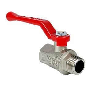 Кран шаровой N/P59 для ВОДЫ  1/2" ВР/НР ручка-рычаг, латунный НИКЕЛИР-Й VALFEX 11Б27фт1М (80/20)