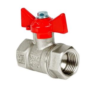 Кран шаровой N/P59 для ВОДЫ  1/2" ВР/ВР ручка-бабочка, латунный НИКЕЛИР-Й VALFEX 11Б27фт1М (96/24)