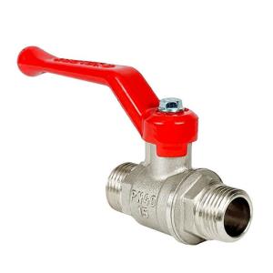 Кран шаровой N/P59 для ВОДЫ  1/2" НР/НР ручка-рычаг, латунный НИКЕЛИР-Й VALFEX 11Б27фт1М (96/24)