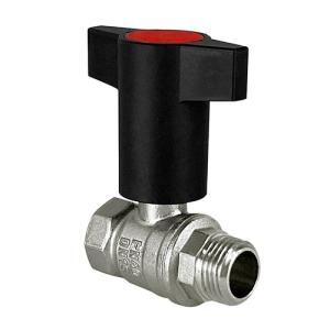 Кран шаровой N/P59 для ВОДЫ 1/2" ВР/НР Т-образн. красн. руч. латунный НИКЕЛ. VALFEX 11Б27фт1М(68/17)