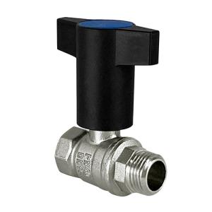 Кран шаровой N/P59 для ВОДЫ 1/2" ВР/НР Т-образн. синяя руч. латунный НИКЕЛ. VALFEX 11Б27фт1М(68/17)