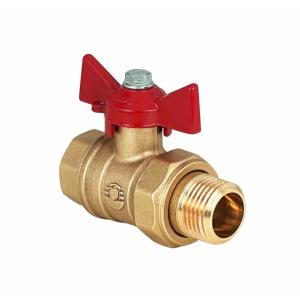 Кран шаровой N/P59 для ВОДЫ 1 1/4" ВР/НР рычаг,с амер., латунный НИКЕЛИР-Й VALFEX 11Б27фт1М (12/3)