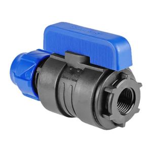 Кран шаровой ПНД компрессионный цанга — внутренняя резьба разборный 63х2" (6/1) (Valfex)