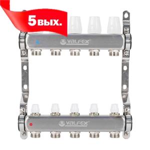 Блок колл. НЕРЖ с ручн. регулир. клап. 1"х 5 вых Евроконус 3/4" VALFEX (2) К