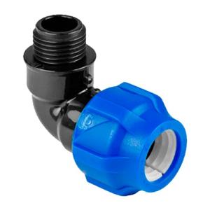 Отвод ПНД компрессионный с наружной резьбой 20х1/2" (180/45) VALFEX