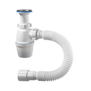 А-40029, ОРИО сифон бутылочный с литым выпуском 1 1/2 х 40, с гибкой трубой 40-40/50, А-40029