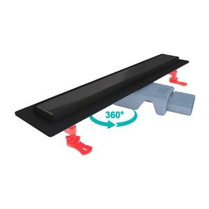 Трап линейный STARLINE TRENDY 60см с регулируемым на 360° отводом d 50mm, 2 в 1(решетка "перевертыш"), сух. затвор, лента, черный