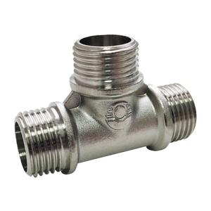 Тройник НИКЕЛИРОВАННЫЙ переходной с наружной резьбой VALFEX НР1/2"хНР3/4"хНР3/4" (70/10)