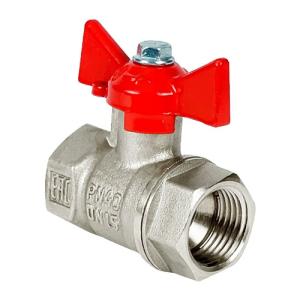 Кран шаровой N/P59 для ВОДЫ 3/4" ВР/ВР ручка-бабочка, латунный НИКЕЛИР-Й VALFEX 11Б27фт1М (80/20)