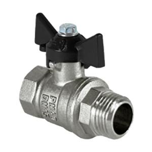 Кран шаровой латунный DeltaPro для ВОДЫ 1/2" ВР/НР бабочка, НИКЕЛИР-Й VALFEX 11Б27фт1М (128/32)
