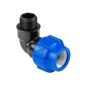 Отвод ПНД компрессионный с наружной резьбой 20х3/4" (160/40) VALFEX