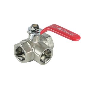 Кран шар. трехходовой VALFEX ВР1/2"хВР1/2"хВР1/2" НИКЕЛИРОВАННЫЙ (40/8) К
