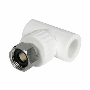 Тройник комбинированный с накидной гайкой 20х1/2"х20 (100/25) (Valfex) БЕЛЫЙ "ВАЛФ-РУС"