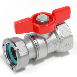 Кран шаровой Giacomini ВР для счетчиков 3/4"F х 1"гайка - красн. рук., R251PX005