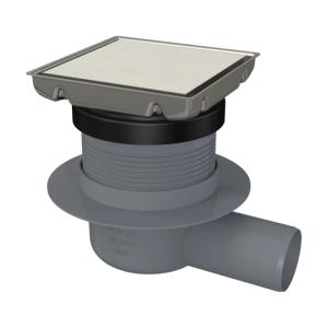 APV140S Сливной трап 130×130 мм боковой сток, двусторонняя решетка из нержавеющей стали, гидрозатвор комбинированный SMART