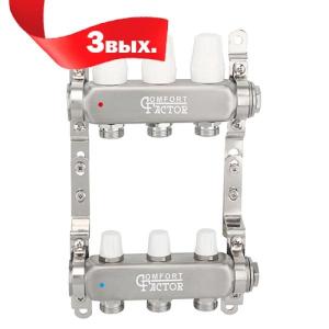 Коллекторная группа CF нерж сталь 3 вых. в сборе с автоматическим воздухоотводчиком, расходомерам MFD3