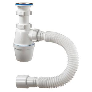 СП-4001, Сифон бутылочный с нержавеющей решеткой 70 мм и гибкой трубой 40-40/50, СП-4001