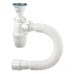 СП-32019, Сифон бутылочный с литым выпуском, нержавеющей решеткой 70 мм и гибкой трубой 40-40/50, СП-32019