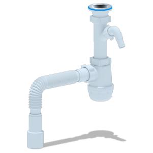 Сифон Ани Грот 1 1/2"*40с отв. с/м с г/тр. 40х40/50, стр. пр. Россия. Артикул А1015