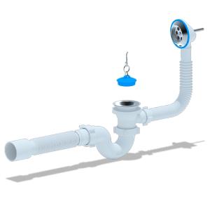 Сифон Ани для ванны с выпуском и переливом 1 1/2" с г/т 40х50, Е155