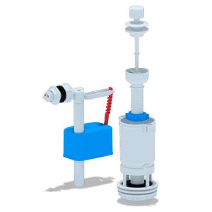 WC4050, Набор с боковой подводкой 1/2", шток, пластик. ручка, эконом