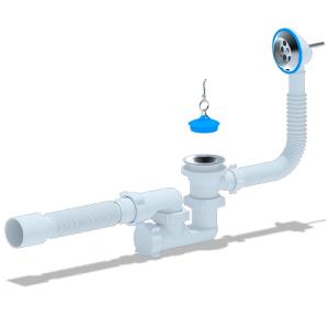 Е255 Сифон Ани д/ванны с выпуском и переливом 1 1/2" с г/тр 40х50