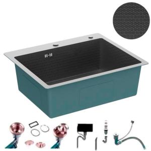 Мойка кухонная 6050BD-114, нержавеющая сталь, ДЕКОР ГРАФИТ